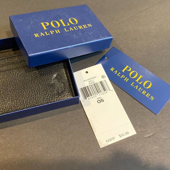 NWT Polo Ralph Lauren Men's Pebbled Leather Card Case Money Clip Gift Box Set - Picture 5 of 9